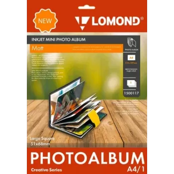 Foto mini albums Lomond Large Square matēts 51×68 mm — satur mazus izdrukas, matētas lapas