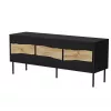 TV skapis cama meble INSERTO 3D 143,5x40x61,5 cm melns ar LED, skaidu plātnes augšdaļa