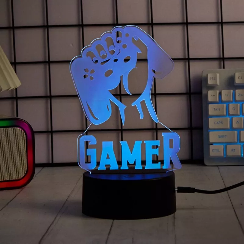 Galda LED lampa MANTA SNL122RGB RGB 3D gaismas dekors, krāsu mainošs RGB, USB barošana