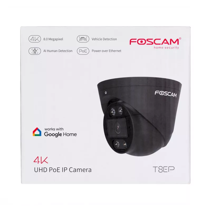 FOSCAM T8EP 8MP POE IP kamera, melna
