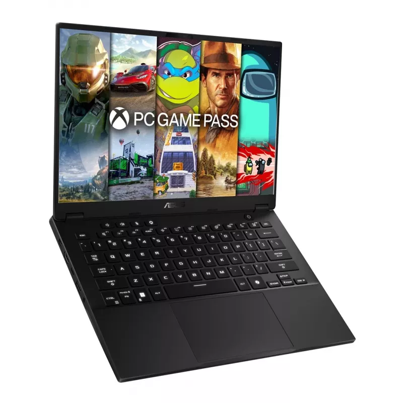 Portatīvais dators ASUS FA401UH-RG018 — 14 collu WQXGA IPS 165Hz, AMD Ryzen 7 260 (8c/16t, līdz 5.1 GHz), RTX 5050 8GB, 16GB LPDDR5x, 512GB PCIe 4.0 SSD, 73Wh