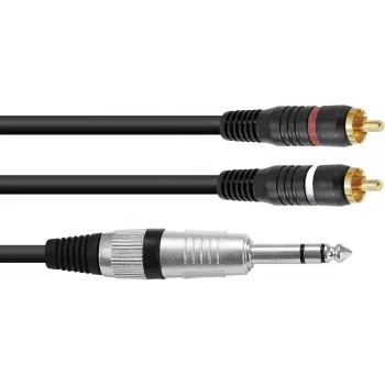 Stereo adaptera kabelis Omnitronic 2x RCA (Cinch) uz 2x RCA, 1,5 m, modelis 30225223