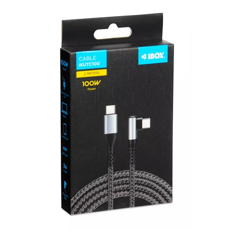 iBox IKUTC100 USB kabelis USB 2.0 2 m USB C Melns