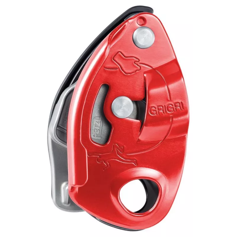 Tubular belay device Petzl GRIGRI – Aluminium and steel, 175 g, viena paka, red/oranža
