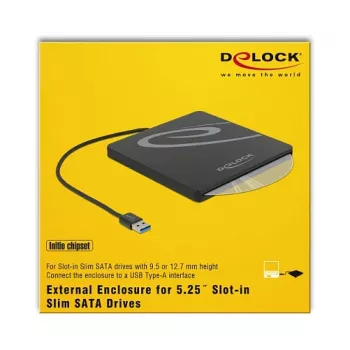 ODD korpuss DeLOCK 42604 13.3 cm (5.25 collas) SATA III Melns