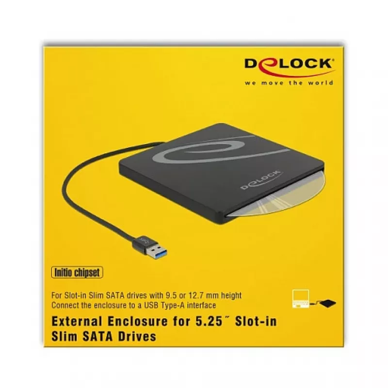 ODD korpuss DeLOCK 42604 13.3 cm (5.25 collas) SATA III Melns