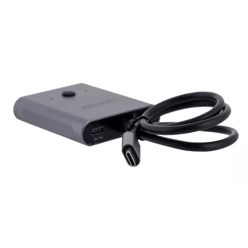 Dokstacija Unitek D1078A — USB-C centrmezgls, 2x USB-C ieeja, 1x USB-C izeja, 100 W PD, 4K atbalsts, 3480×2160 maks., pelēka