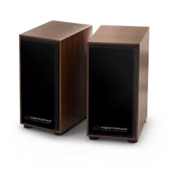 Skaļruņi ESPERANZA EP122 2.0 vadu galda skaļruņi, 2×6W RMS, koka korpuss, rotējoša skaļuma regulēšana, 60–20000 Hz