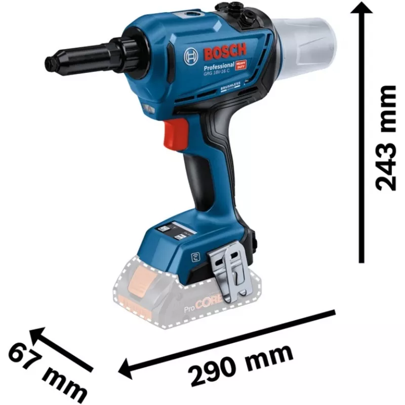Bosch 0 601 9K5 001 kniedēšanas instruments Melns, Zaļš 3.2,4,4.8,5.0,5.6 mm 16000 kN