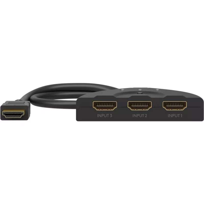 HDMI-Umschaltbox 3 to 1 (4K @ 60Hz), HDMI pārslēdzējs (melns, 55 cm kabelis)