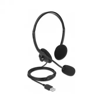 Austiņas DeLOCK USB stereo austiņas ar skaļuma regulēšanu