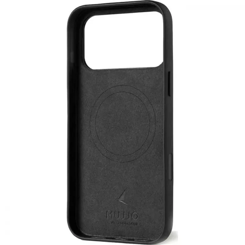 Mujjo Full Leather Case vāciņš priekš iPhone 17 Pro Max Melns