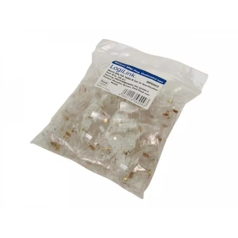 RJ-45 vadu savienotājs LOGILINK MP0002, CAT5e, caurspīdīgs, 100 gab. iepakojumā