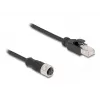 DeLOCK M12 adaptera kabelis D-kodēts 4 kontaktu sievišķais uz RJ45 vīrišķais 50 cm
