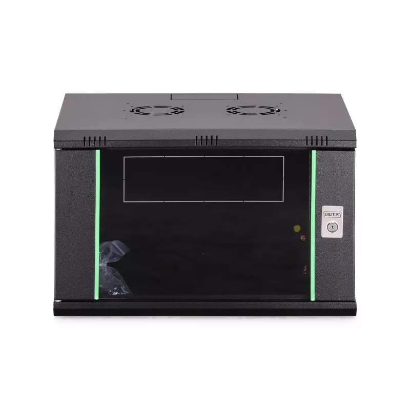 Pie sienas stiprināms 19 collu statīva skapis DIGITUS Dynamic-N DN-37101 — 7U, 600x450 mm, IP20, atslēgas slēdzene, nesamontēts