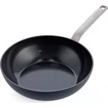 Wok/Cepamā panna GreenPan CC006388-001, apaļa, 28 cm, melna, bez PFAS