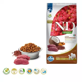 FARMINA N&D Quinoa Dog Skin&Coat Venison&Coconut Adult Medium&Maxi - sausā suņu barība - 7 kg