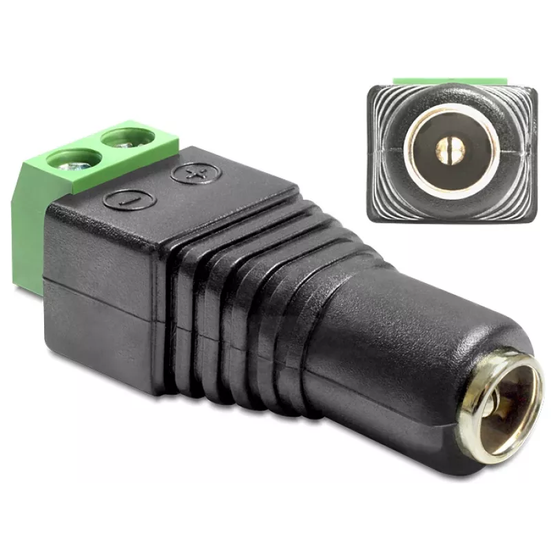 Kabeļa savienotāju adapteris DeLOCK 65485 DC 2.5 x 5.5 mm 2p Melns Zaļš