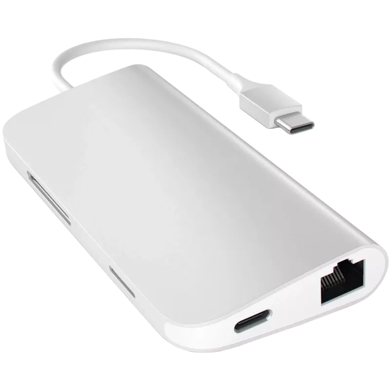 Satechi USB-C daudzportu adapteris 8K ar Ethernet V3 kosmosa pelēks (ST-P8KEM)