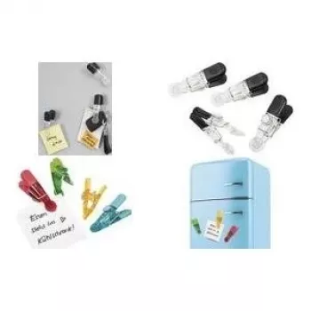 Magnētu turētājs WEDO Notiz-Magnethalter GLOSSY 4 gabalu komplekts melns/caurspīdīgs ar klipsi