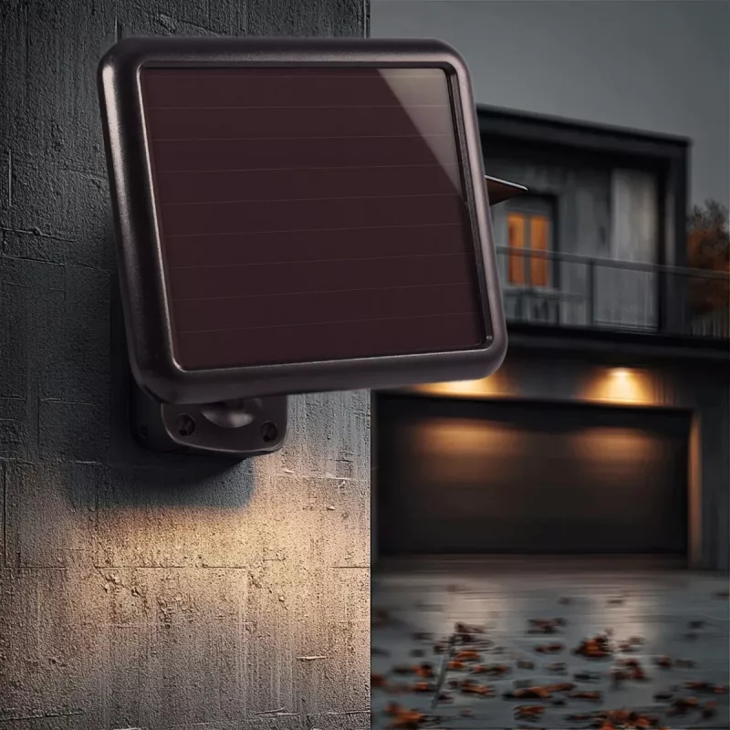Maclean MCE442 saules lampa LED prožektors ar kustības sensoru, prožektors uzstādīšanai pie sienas, krēslas sensors, IP44, 6W, 6000K
