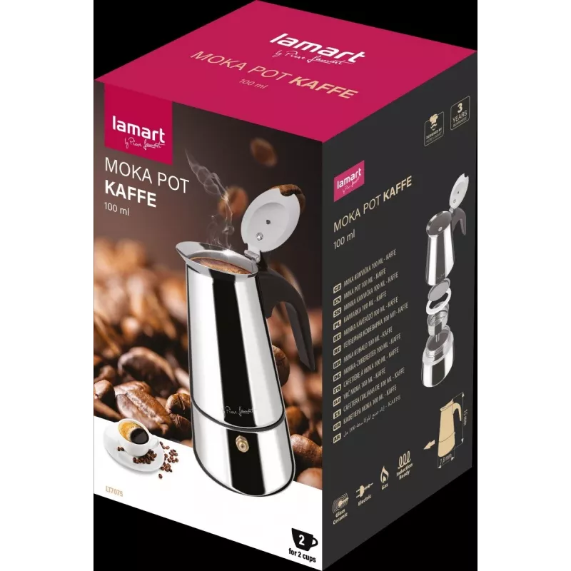 Moka kafijas automāts LAMART LT7075 100 ml espresso katliņš uz plīts