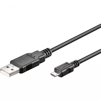 USB 2.0 kabelis, USB-A spraudnis > Micro-USB spraudnis (melns, 5 metri)