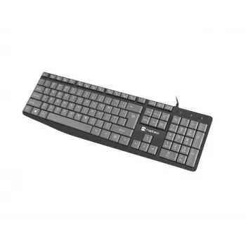 Vadu pilna izmēra tastatūra NATEC NKL-1507 USB QWERTY US International pelēka/melna, 105 taustiņi, cipartastatūra