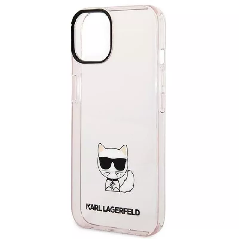 Karl Lagerfeld KLHCP14MCTRI Iphone 14 Plus / 15 Plus 6.7 Hardcase Rozā / Rozā Caurspīdīgs Choupette Korpuss