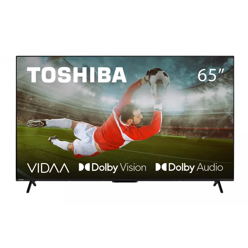 TV Toshiba 65UV2463DG 65 collas (165,1 cm) 4K Ultra HD DLED viedais televizors, 3840×2160, VIDAA, Wi‑Fi, 300 cd/m², melns