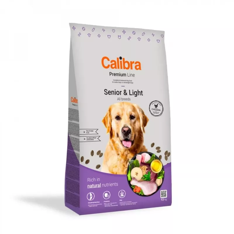 Sausā suņu barība Calibra Premium Line Senior & Light Chicken 12 kg — vecāka gadagājuma un svara kontroles suņiem