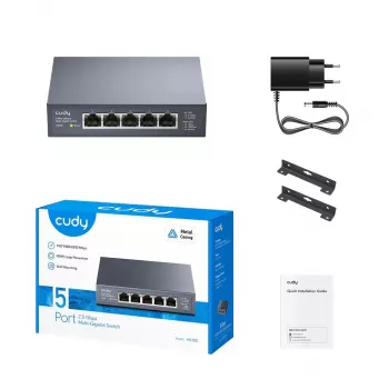 Tīkla nevadāms komutators Cudy HS105 — 5 porti, 100/1000/2500 Mbps