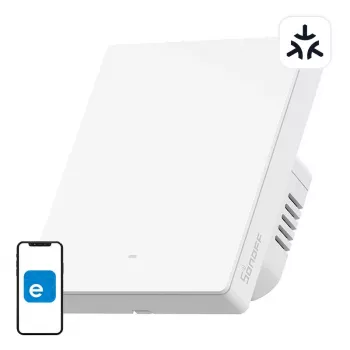 Pie sienas stiprināms Wi-Fi viedais slēdzis Sonoff M5-1C-80W 1-kanālu, rāmim, 80W