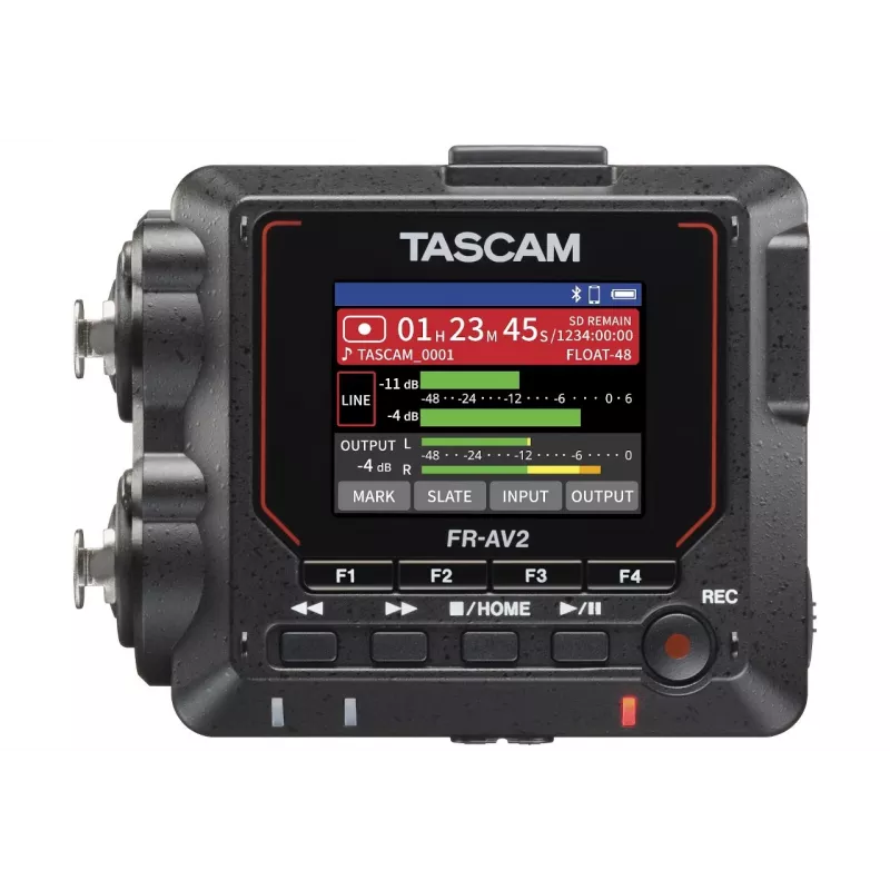 Pārnēsājams audio ierakstītājs Tascam FR2-AV — 2 celiņi, 2 XLR kombinētās ieejas, USB-C saskarne, 48–192 kHz, 24/32 biti, microSD līdz 512 GB