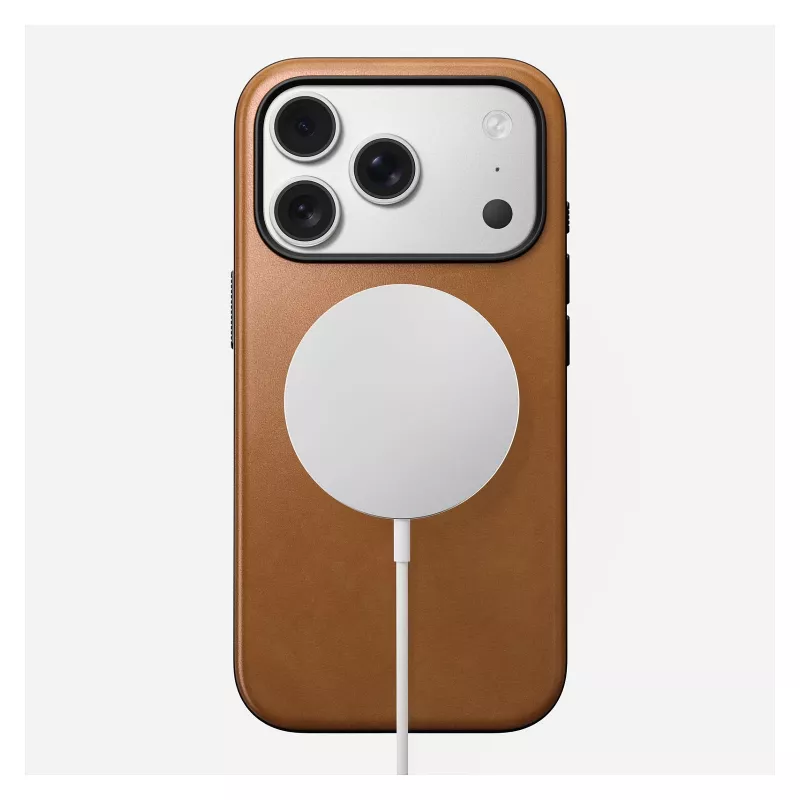 Mobilā tālruņa maciņš Nomad Modern Leather Case vāciņš iPhone 17 Pro, 16 cm (6,3 collas), dzeltenbrūns, āda un PC/TPU