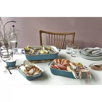 Staub 40508-172-0 keramikas taisnstūra cepamtrauku komplekts, 3 daļas, antīkā tirkīza