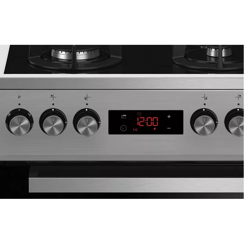 Brīvi stāvoša gāzes-elektriskā plīts BEKO FSMT55330DXDS, 5 degļi, 60 cm, nerūsējošais tērauds, cepeškrāsns 60 L, energoefektivitātes klase A