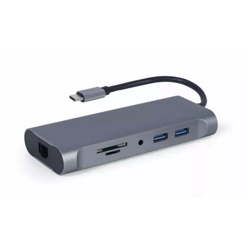 Gembird A-CM-COMBO7-01 piezīmjdatora dokstacija/portu replikators USB 3.2 Gen 1 (3.1 Gen 1) Type-A pelēks
