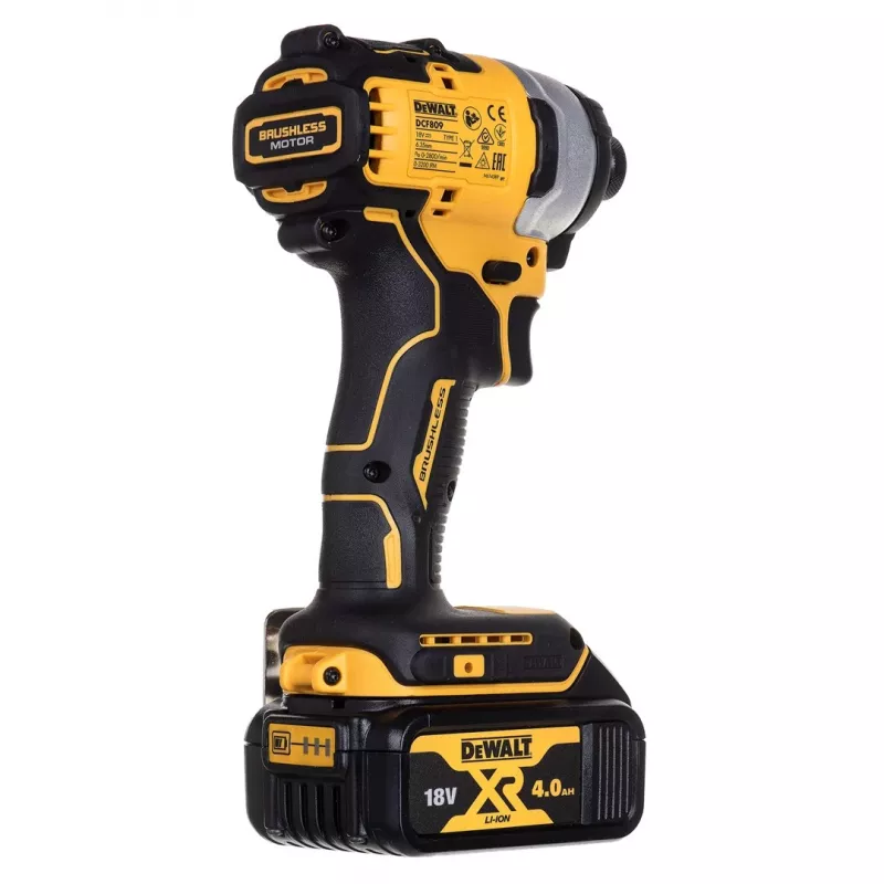 Bezvadu elektroinstrumentu komplekts DeWalt DCK2062M2T — 18V, DCD709 urbis + DCF809 1/4 collu triecienskrūvgriezis, 2×4,0Ah baterijas, TSTAK II kaste