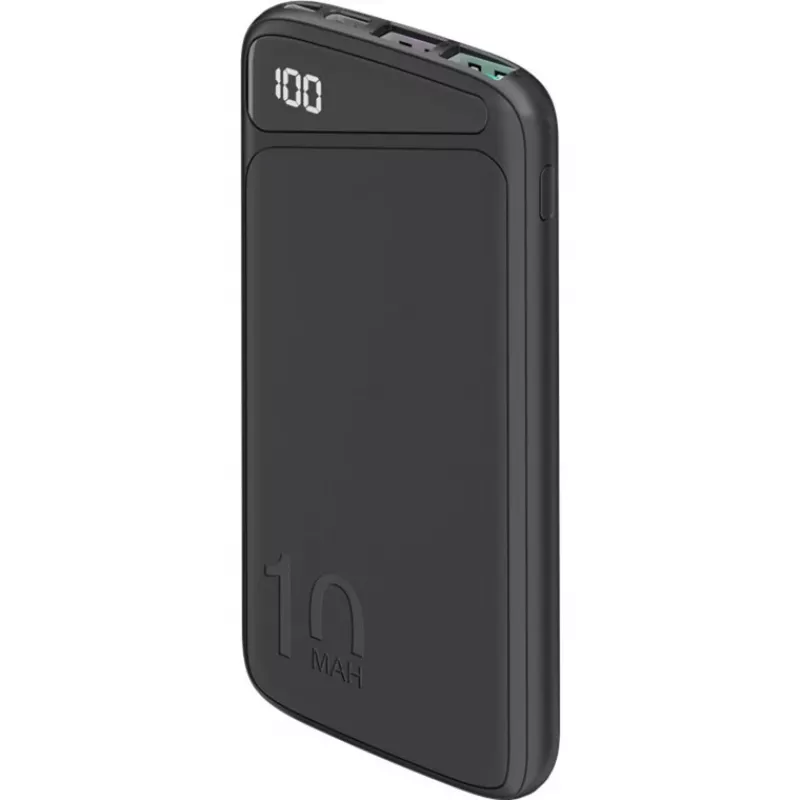 Ātrās uzlādes jaudas banka 10 000 mAh (melna, USB-C PD, QC 3.0, 10 000 mAh)