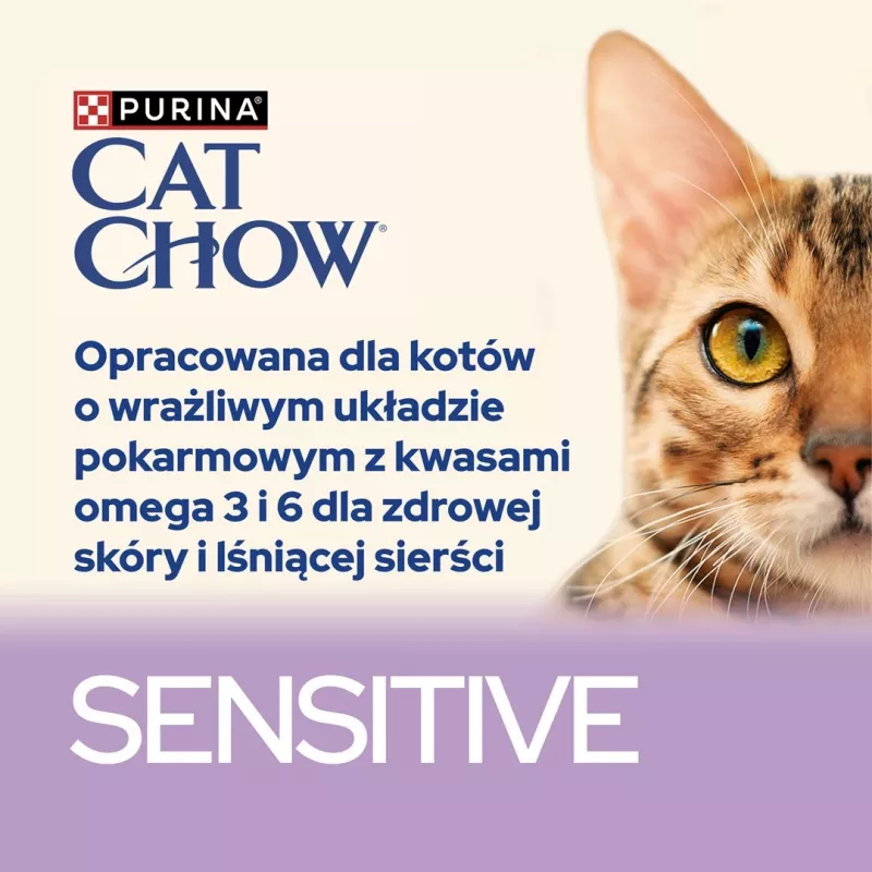 Purina Cat Chow Sensitive Gig ar lasi un cukīni mērcē - mitrā barība kaķiem - 85 g