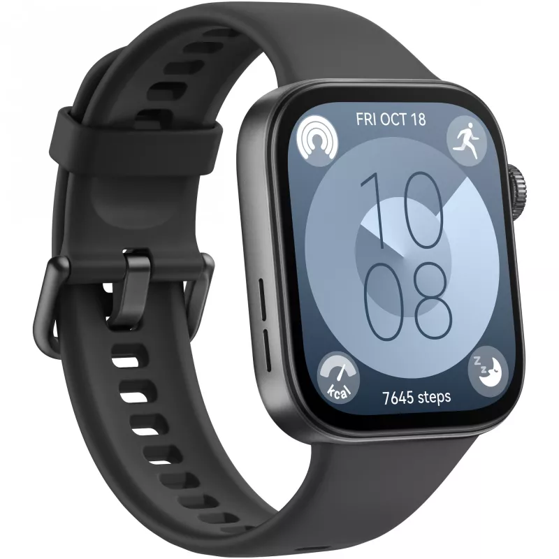 Huawei WATCH Fit 3 4,62 cm (1,82 inch) AMOLED 43,2 mm Digitāls 408 x 480 pikseļi Skārienekrāns Melns Wi-Fi GPS (satelīts)