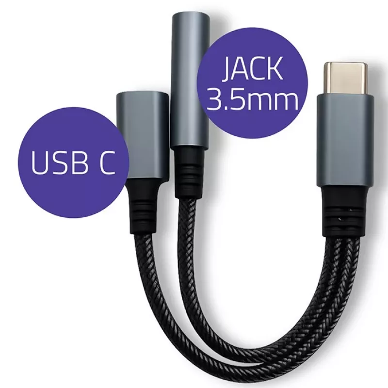Adapteris 2w1 USB-C uz USB-C un 3,5 mm ligzdu PD 15W