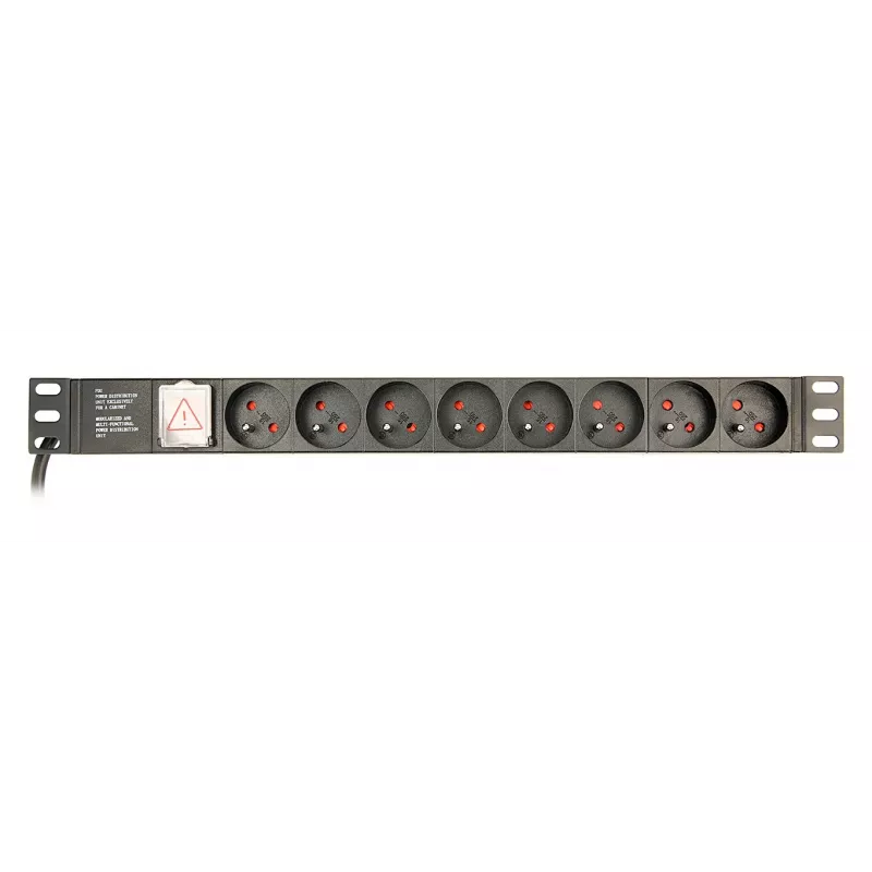 EnerGenie EG-PDU-014-F Rack Power Distribution Unit (8 FR ligzdas, 1U, 16A, Schuko spraudnis, 3m, melna krāsa)