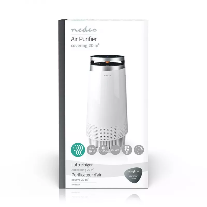 Nedis AIPU100CWT gaisa attīrītājs 20 m² 50 dB 35 W melns, balts