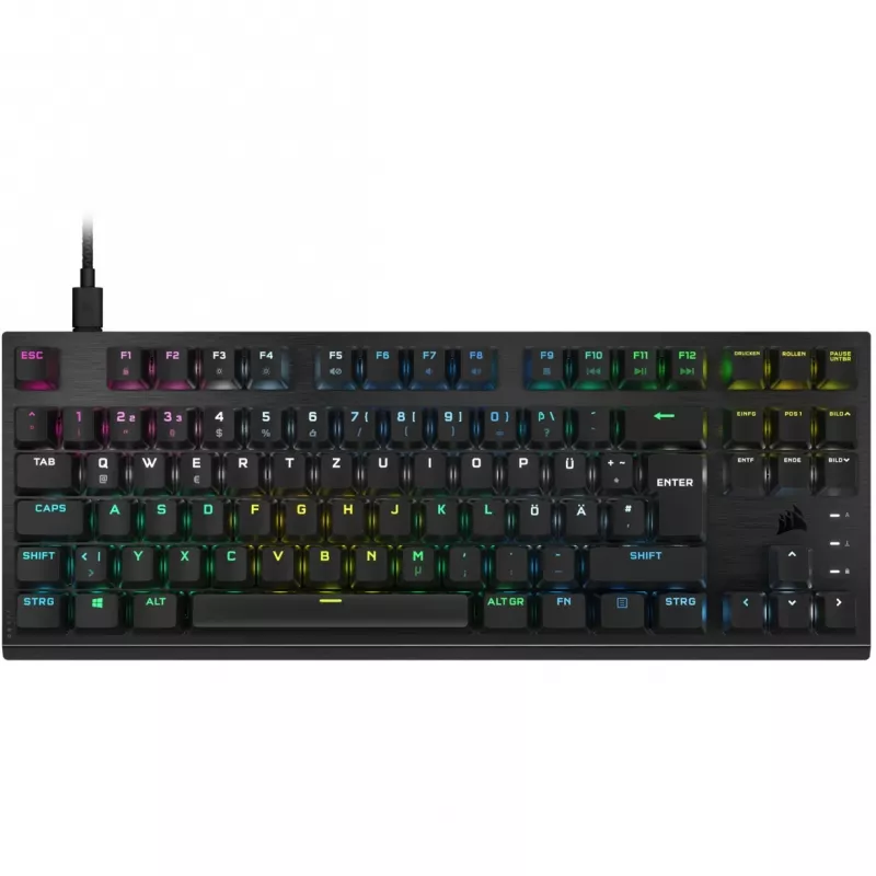 Corsair K60 PRO TKL optiski mehāniskā spēļu tastatūra, OPX slēdži, RGB, melna