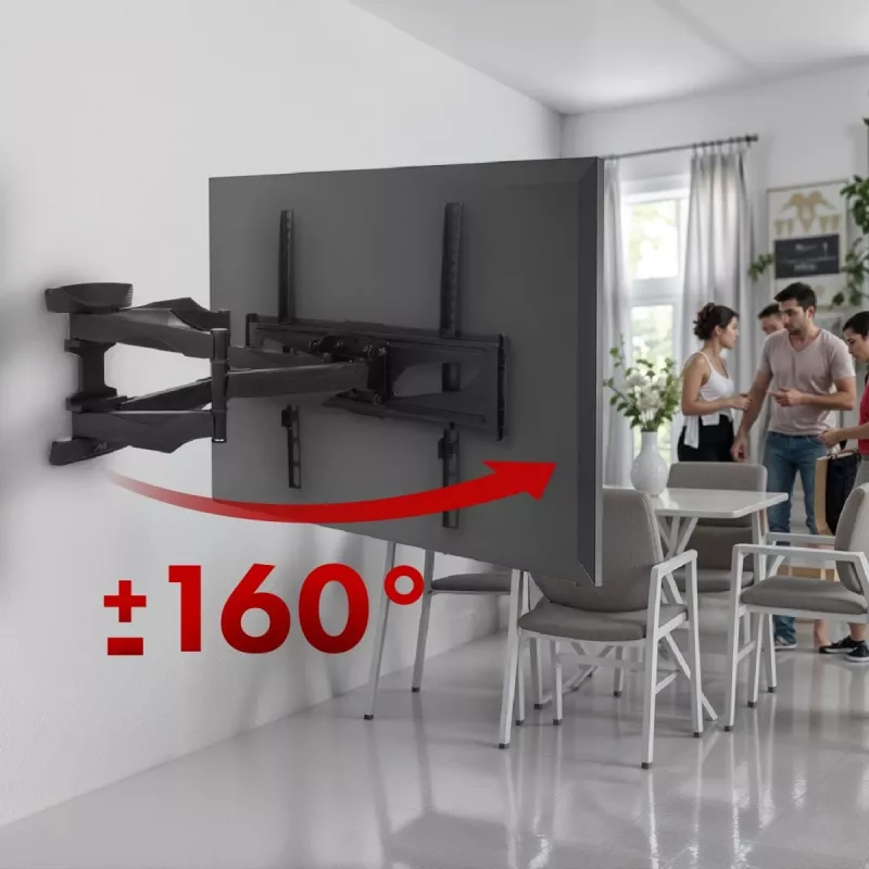 Sienas TV stiprinājums MACLEAN MC-781 ekrāniem no 66 līdz 177,8 cm (26–70 collas), slīpums -12–2°, VESA 100x100–400x400, maks. slodze 45 kg, melns