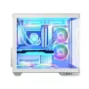 PC korpuss MODECOM Volcano Panorama Midi Tower balts — micro ATX, rūdīts stikls, ARGB, USB-C, atbalsta GPU 400 mm