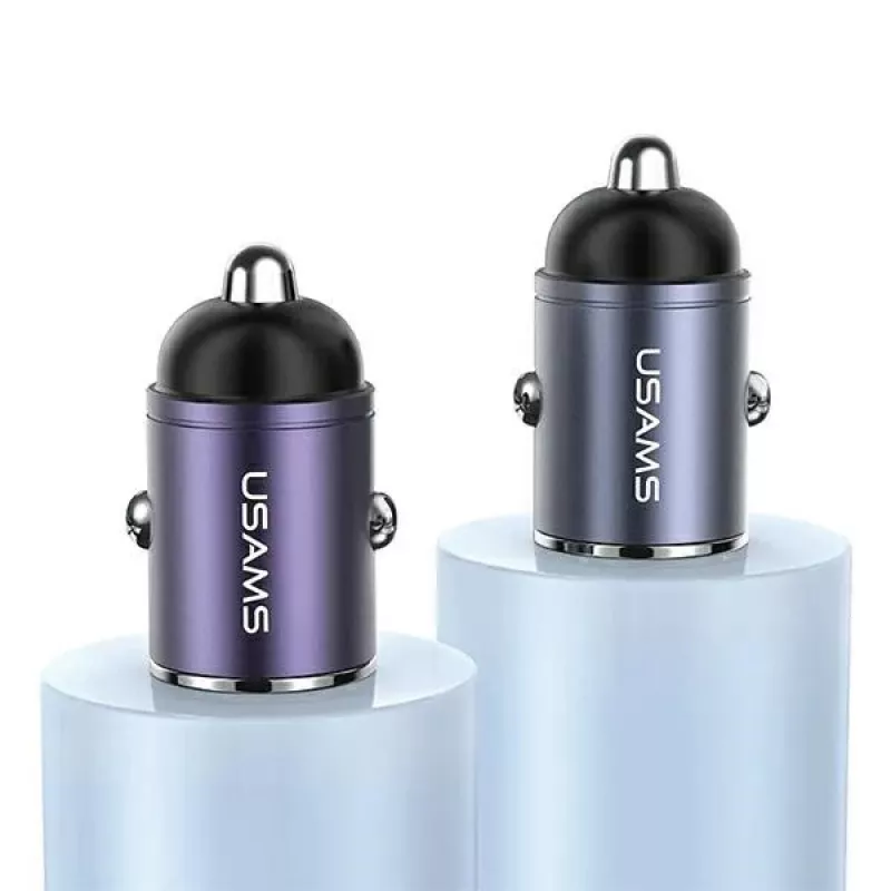 Auto lādētājs usams C38 30W — 1x USB-A + 1x USB-C ātrā uzlāde