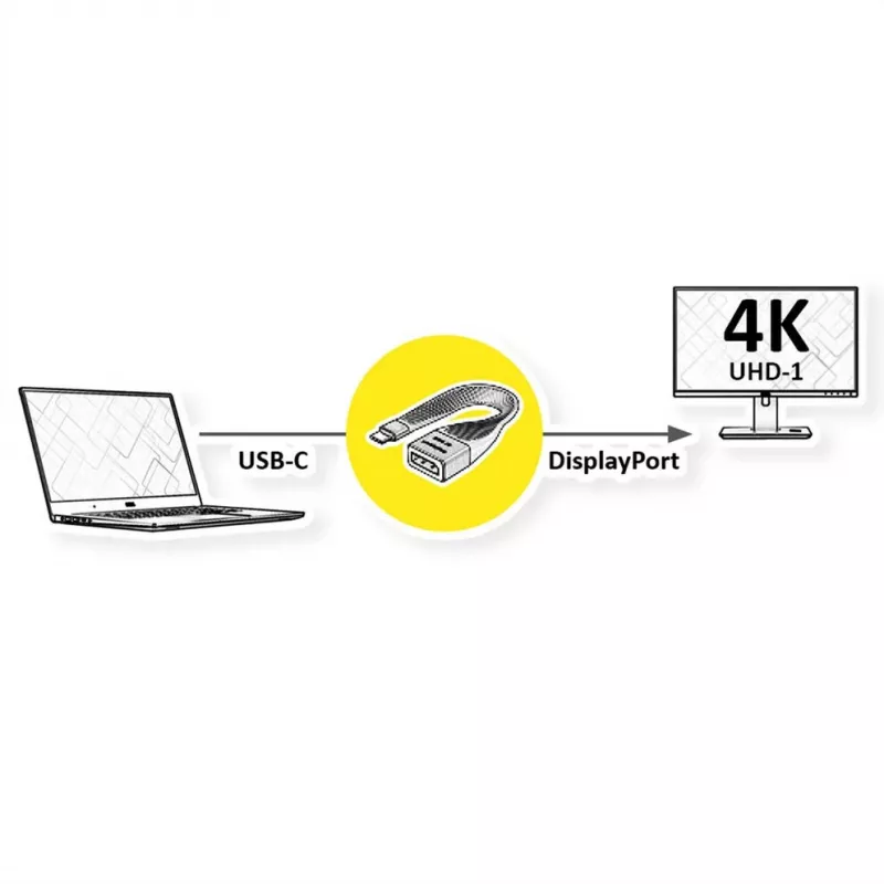 ROTRONIC-SECOMP Roline - adaptera kabelis - USB-C (M) uz DisplayPort (S)